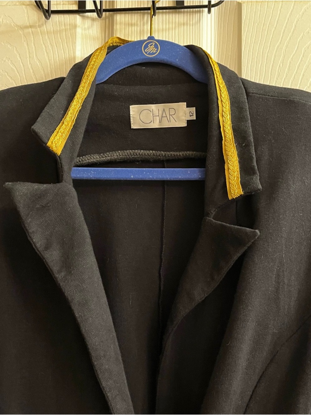 CHAR ~ BLACK DOUBLE BREASTED GOLD TRIM BLAZER ~ 12 - Picture 4 of 12